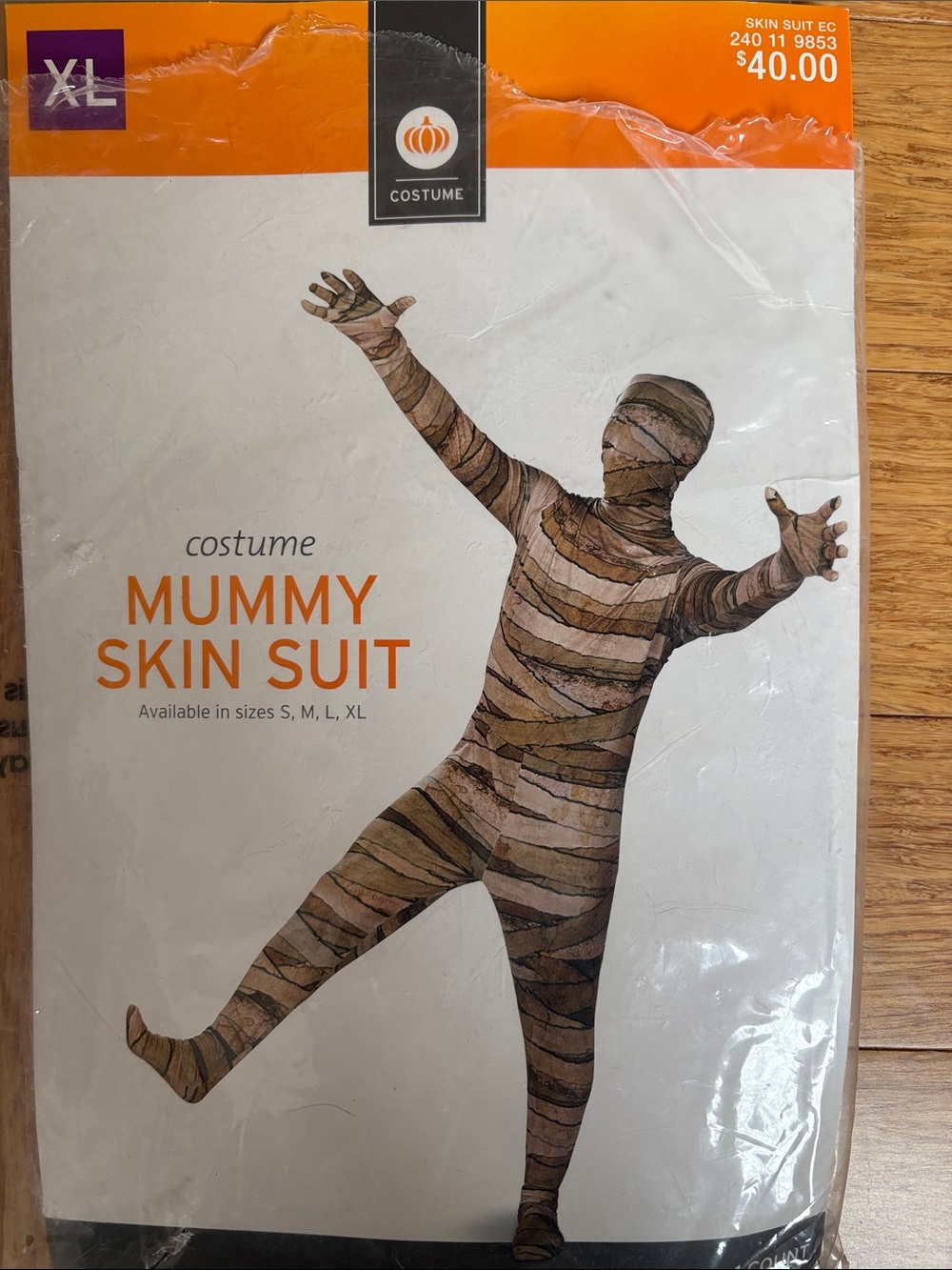 Adult XL Mummy Skin Suit Costume Full Body Stretch, Halloween